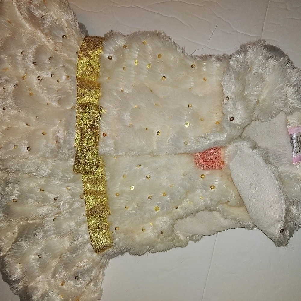 Little Lass Fuzzy Gold Sequin Sleeveless Vest Jacket 24MO